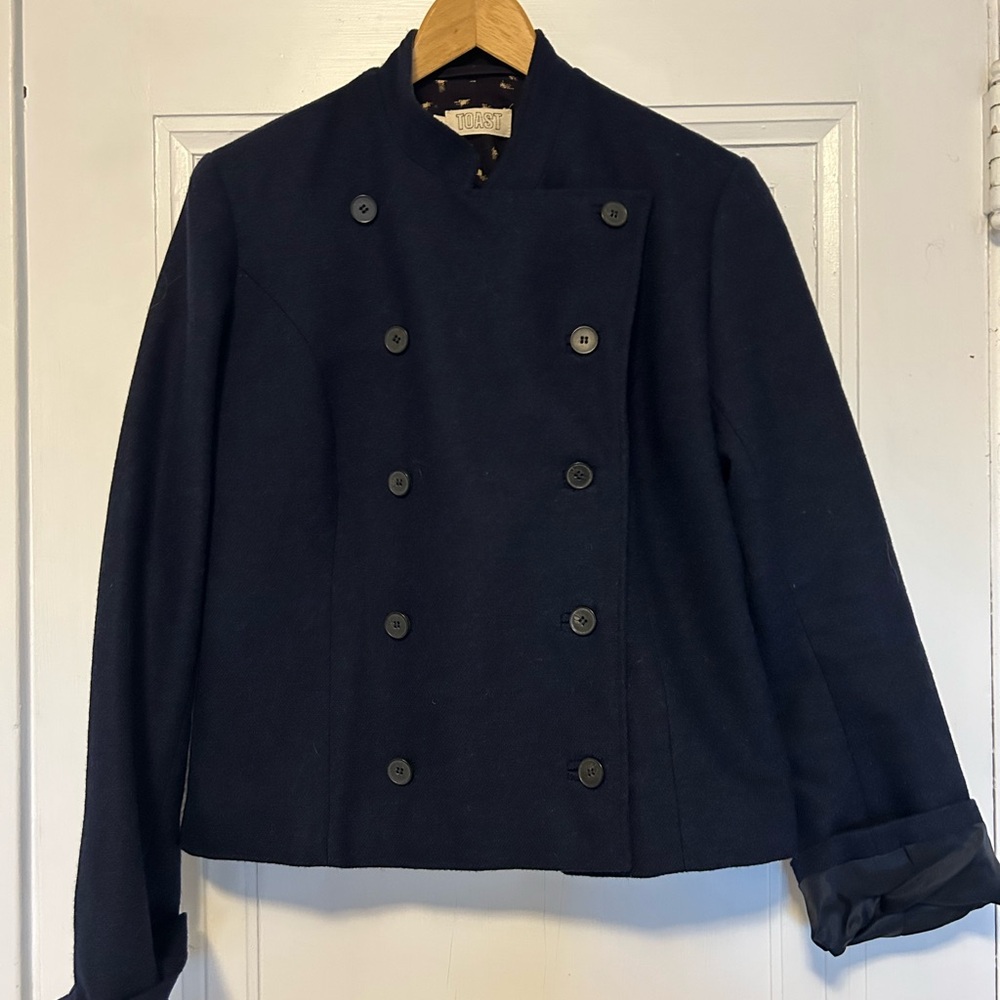 Toast - Chic Navy Double-Breasted Women's Pea Coat (?UK 14, fits like US 10)